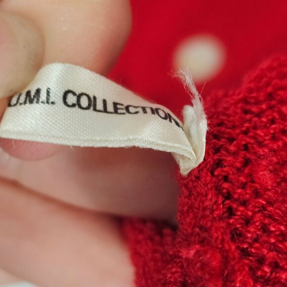 Anne Crimmins Women's S Vintage Red/White Polka Dot Whimsical Bow Front Cardigan - Picture 6 of 10